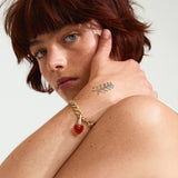 Charm Agat Heart Pendant - Gold