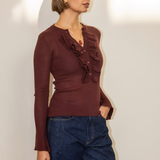 Gracie Frill Top - Burgundy