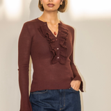 Gracie Frill Top - Burgundy
