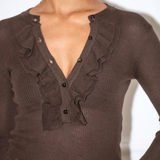 Gracie Frill Top - Brown