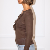 Gracie Frill Top - Brown