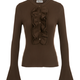 Gracie Frill Top - Brown