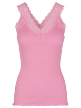 Load image into Gallery viewer, Rosemunde Organic Top w/ Lace - Bubblegum Pink
