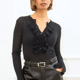 Gracie Frill Top - Black