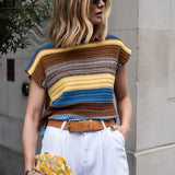Romy Knit Tank - Blue/Choc Mix
