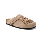 Dandara Suede Fringe Clogs - Sand