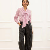 Lily Stripe Bow Shirt - Pink