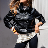 Ivy Faux Leather Jacket - Black