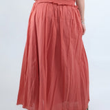5103 Shirred Waist Cotton Ankle Length Skirt - Terracotta