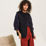 Antonia Check Reversible Gilet - Navy