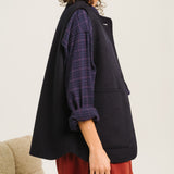 Antonia Check Reversible Gilet - Navy