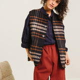 Antonia Check Reversible Gilet - Navy