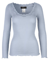 Load image into Gallery viewer, Rosemunde Silk T-shirt w/ Lace - Heather Sky
