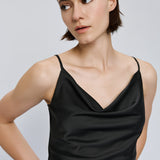 Draped Top with Straps - Black
