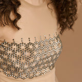 Bodysuit with Rhinestones - Beige