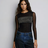 Bodysuit with Rhinestones - Black