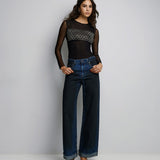 Bodysuit with Rhinestones - Black