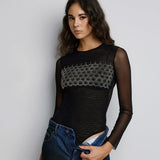 Bodysuit with Rhinestones - Black