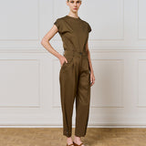 Trousers with Buttoned Hem - Olive