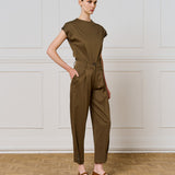 Trousers with Buttoned Hem - Olive