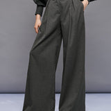 Wide-leg Trousers with Pleats - Coal