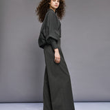 Wide-leg Trousers with Pleats - Coal
