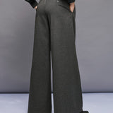 Wide-leg Trousers with Pleats - Coal