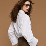 Striped Shirt with Wide Cuffs - Off White