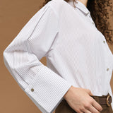 Striped Shirt with Wide Cuffs - Off White