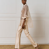 Organza Shirt with Ruffled Cuffs - Vanilla