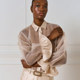 Organza Shirt with Ruffled Cuffs - Vanilla