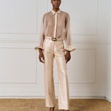 Organza Shirt with Ruffled Cuffs - Vanilla