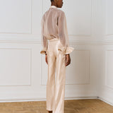 Organza Shirt with Ruffled Cuffs - Vanilla