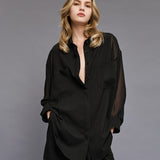 Oversized Shirt with Muslin - Black