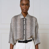 Cropped Printed Shirt - Black/White