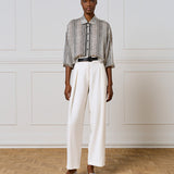 Cropped Printed Shirt - Black/White