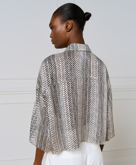 Cropped Printed Shirt - Black/White