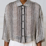 Cropped Printed Shirt - Black/White