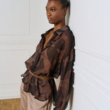 Printed Mesh Shirt - Coffee