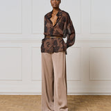 Printed Mesh Shirt - Coffee