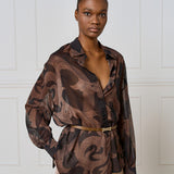 Printed Mesh Shirt - Coffee