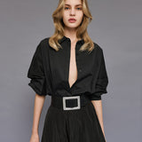 Shirt with Puff Sleeves - Black