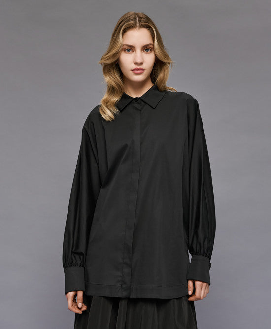 Shirt with Puff Sleeves - Black