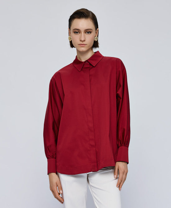 Shirt with Puff Sleeves - Cherry