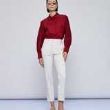 Shirt with Puff Sleeves - Cherry