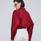 Shirt with Puff Sleeves - Cherry