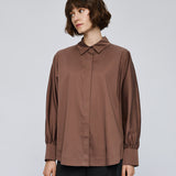 Shirt with Puff Sleeves - Choco