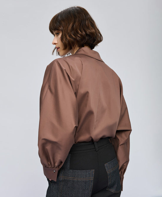 Shirt with Puff Sleeves - Choco