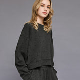 Sweatshirt with Rhinestones - Coal