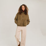 Lise Leather Jacket - Khaki Green